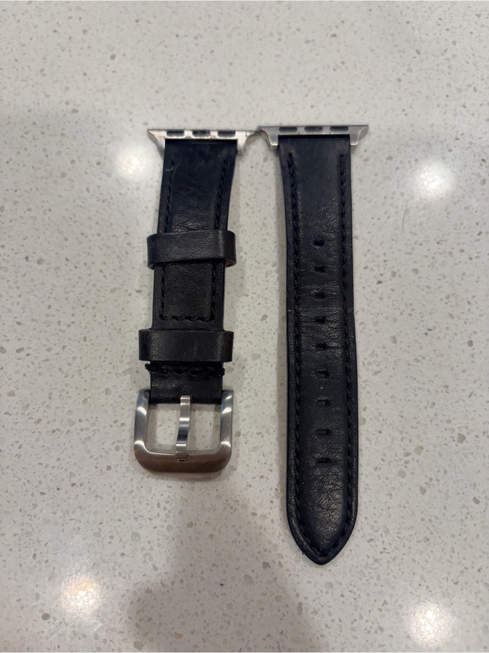Shinola Detroit Leather Black Apple Watch Band-40 mm